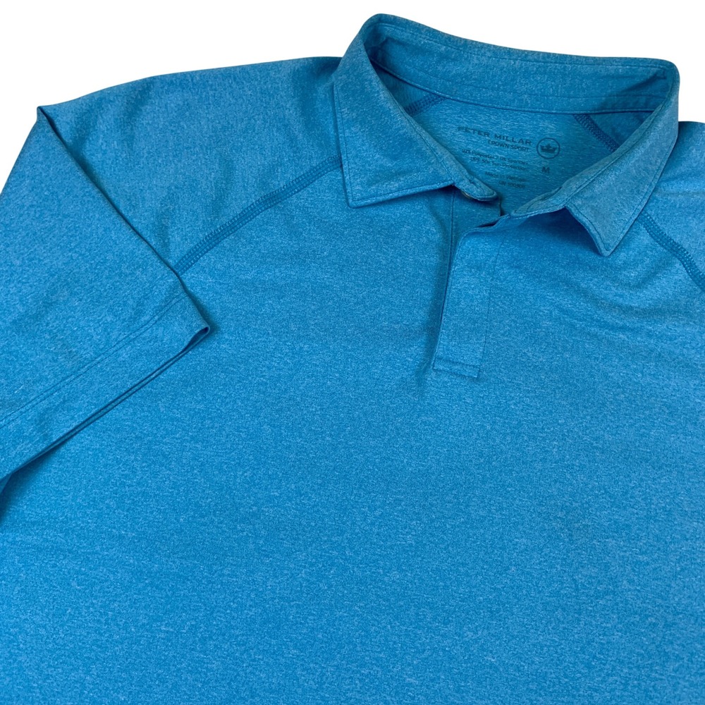 Peter Millar Crown Sport Mens Blue Heather Performance‎ Polo Shirt MS18EK98 M